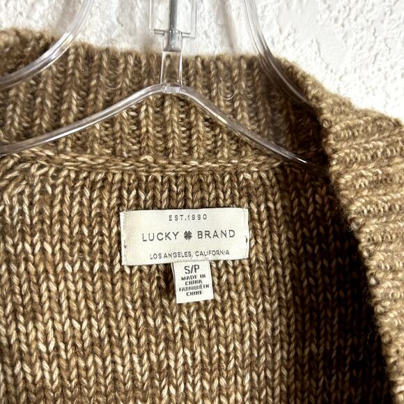Lucky Brand Balloon Sleeve Open Cardigan Womens Size Small Wool Blend Camel - Picture 5 of 9